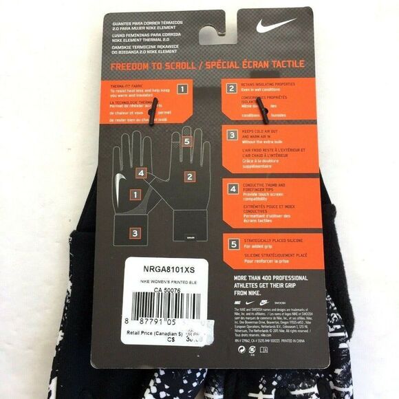 Nike Element Thermal 2.0 Running Gloves Women Size XS Black / White New - Picture 6 of 6